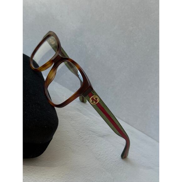 NEW Gucci GG0038O Brown Striped Square Eyeglasses Frames